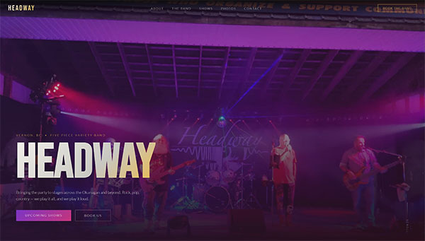 Headway Band website, built by Okanagan Web Pro