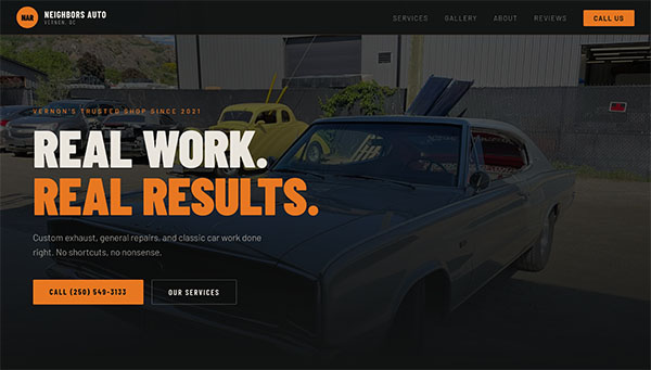 Neighbors Auto Repair website, built by Okanagan Web Pro